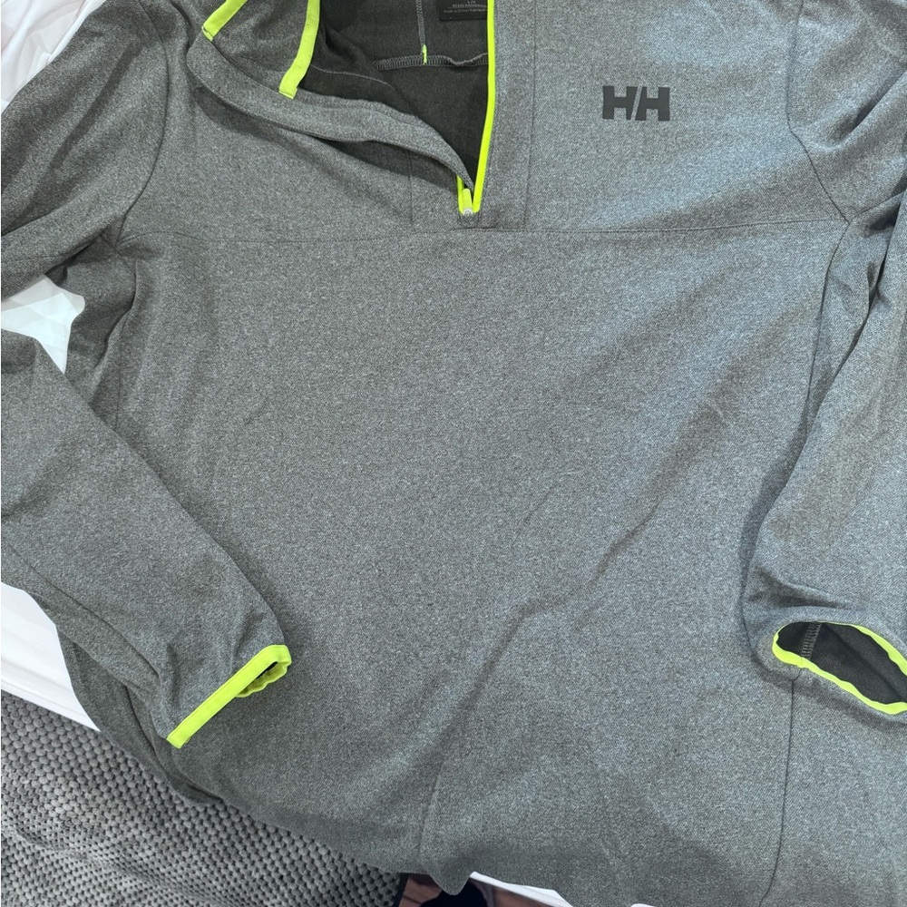 Helly Hansen Charcoal quarter zip with Lime Highlights